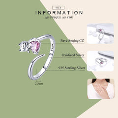 Silver Cat Adjustable Engagement Ring