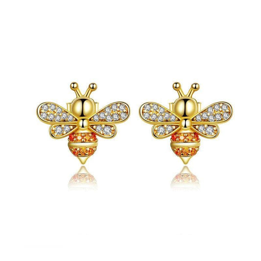 Gold Bee Earrings