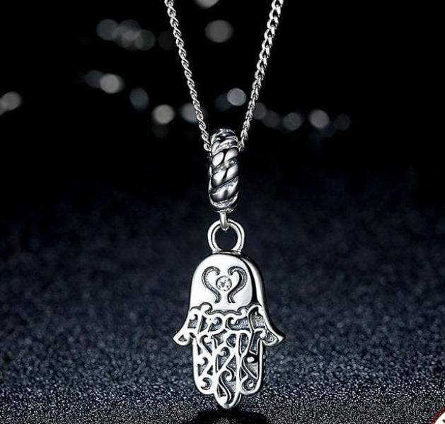 Sterling Silver Lucky Hamsa Pendant Necklace