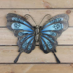 Pink & Blue Vintage Butterfly Metal Wall Art