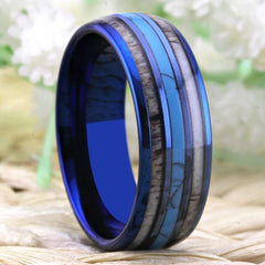 Tungsten Blue Antler Turquoise Wedding Ring