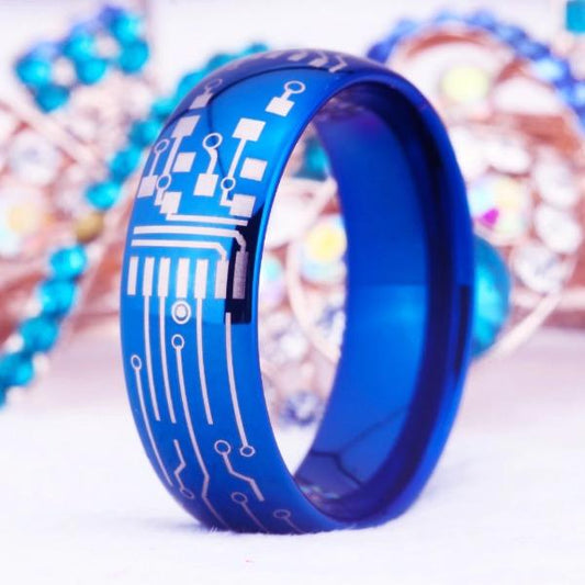 8mm Circuit Board Wedding Ring