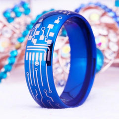 Tungsten 6mm Circuit Board Wedding Ring