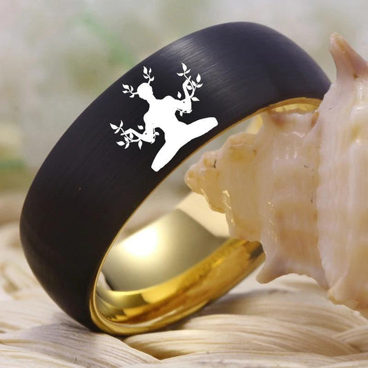 Tungsten Two Tone Yoga Ring