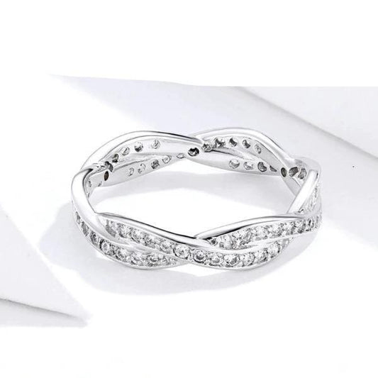 Silver Engagement and Wedding Ring