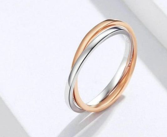 Silver Rose Gold Wedding Engagement Ring