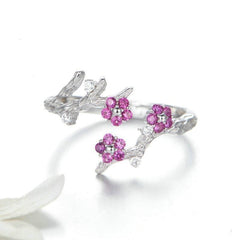 Silver Flower Adjustable Engagement Ring