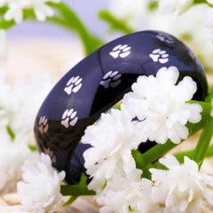 Tungsten 8mm Paw Print Black Wedding Bands