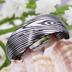 Tungsten Abstract Silver Mens Ring