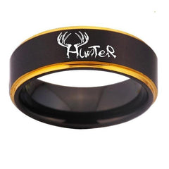Black and Gold Tungsten Hunter Ring
