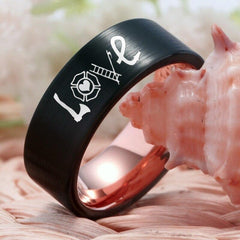 Tungsten Two Tone Love Ring
