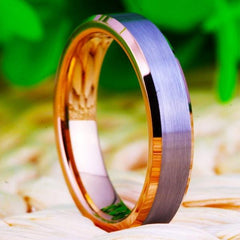 Tungsten Silver and Rose Gold Wedding Ring