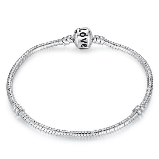 Silver Snake Chain Love Bracelet