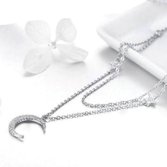 Silver Layered Chain  Pendant Necklace