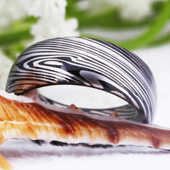 Tungsten 8mm Abstract Wedding Bands