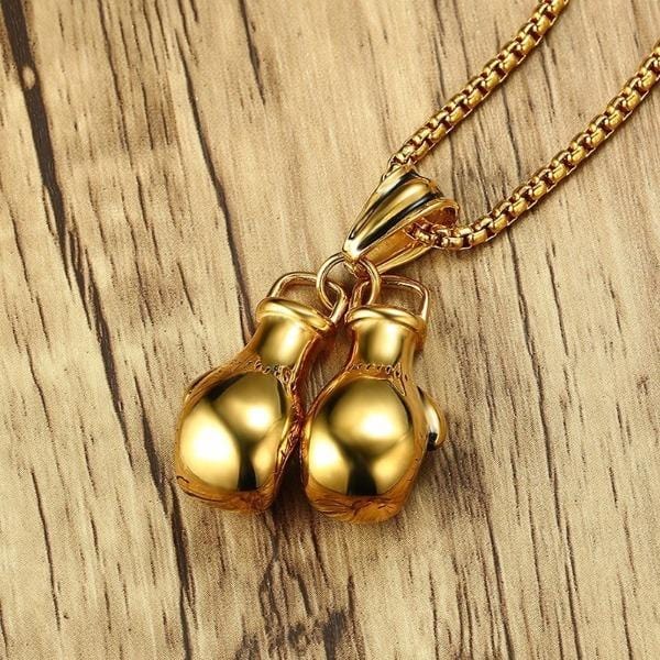 Mens gold boxing glove necklace clearance