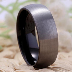 Tungsten Charcoal Couple Wedding Engagement Ring