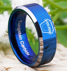 Tungsten Blue Police Ring