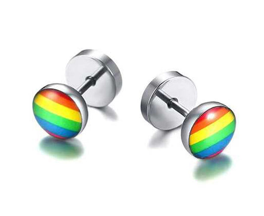 LGBT Pride Stainless Steel Rainbow Stud Earrings