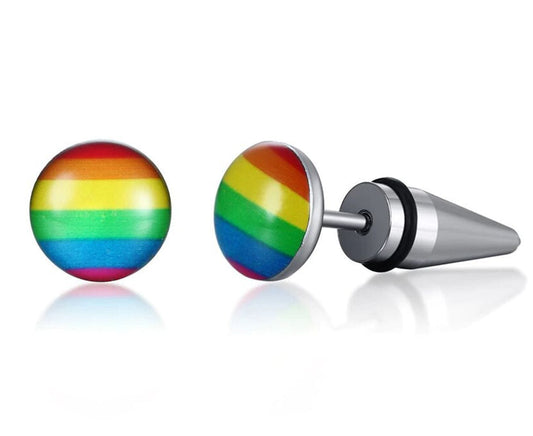 LGBT Stainless Steel Rainbow Color Stud Earrings