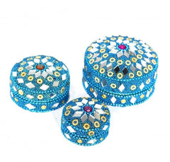 HANDMADE CUT GLASS MULTI-PURPOSE SET OF 3 BOXES