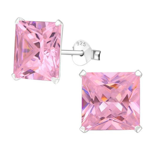 Silver Square Stud Earrings