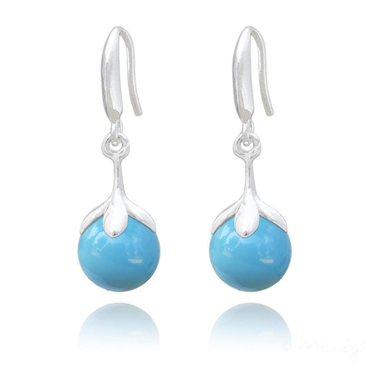Silver Turquoise Swarovski Crystal Pearl Earrings