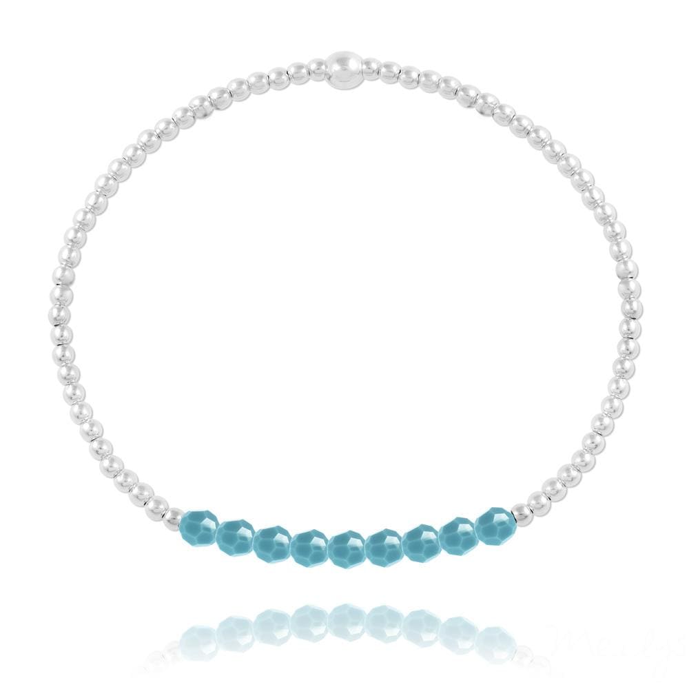 Turquoise Beads Silver Swarovski Crystal Bracelet