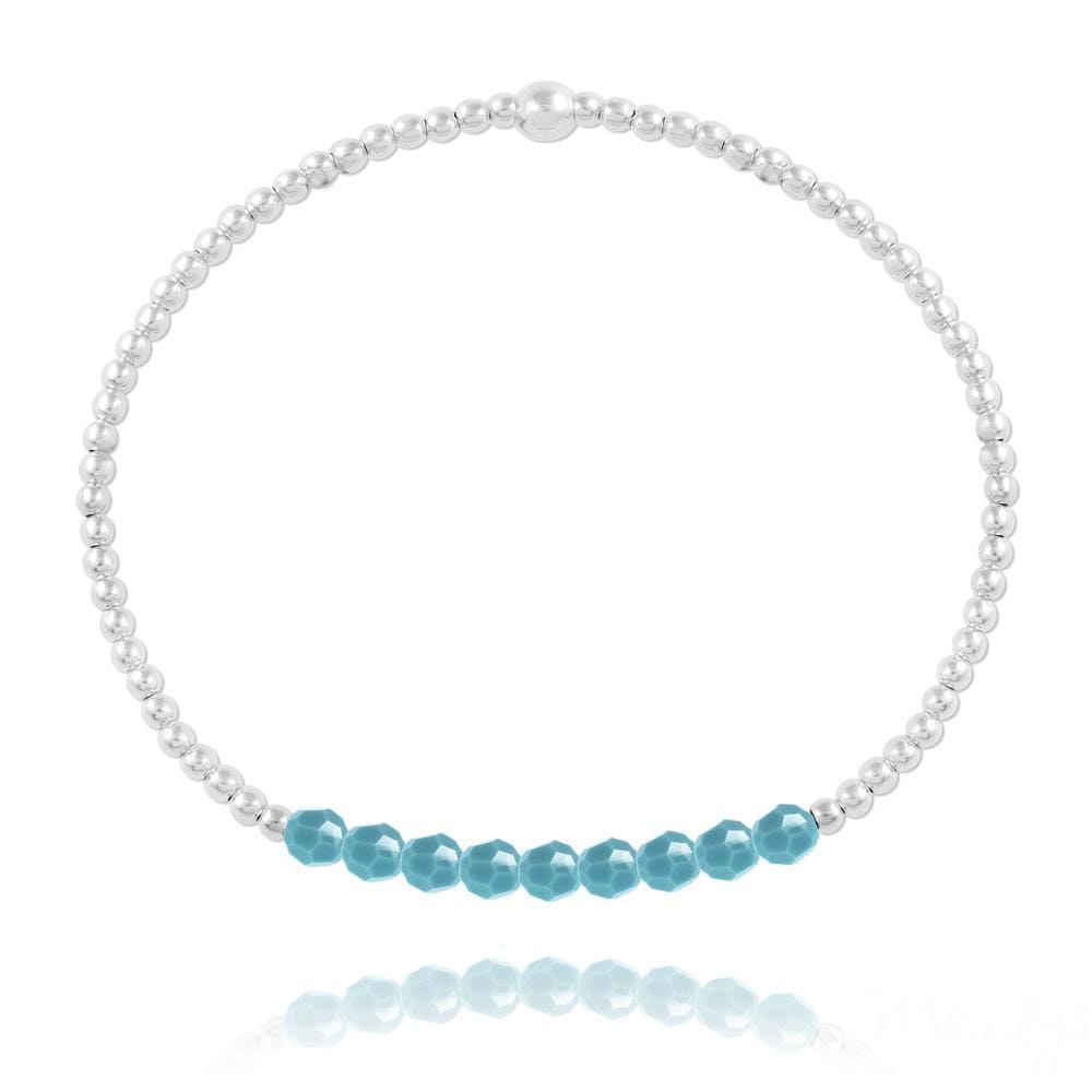 Turquoise Beads Silver Swarovski Crystal Bracelet