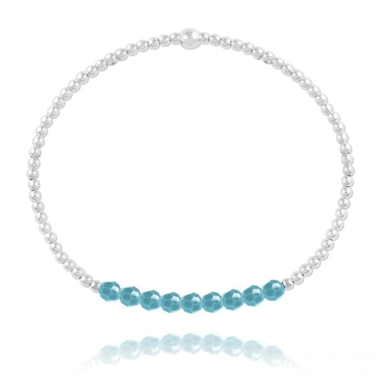 Turquoise Beads Silver Swarovski Crystal Bracelet
