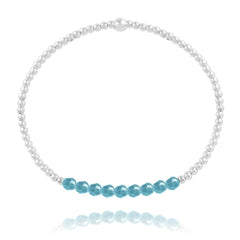 Turquoise Beads Silver Swarovski Crystal Bracelet