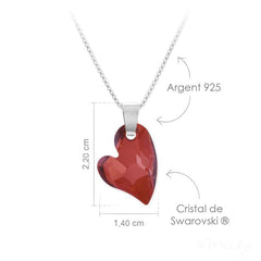 Red Magma Swarovski Crystal Heart Silver Necklace