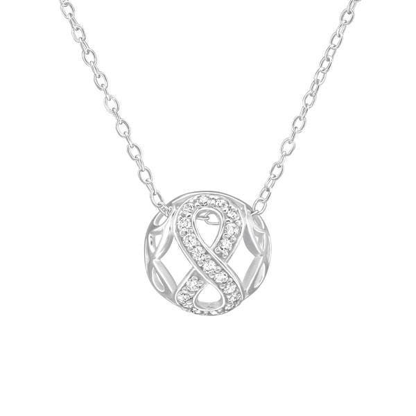 Silver Infinity Necklace with CZ