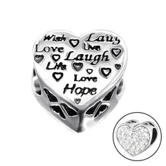 Silver Heart Love Charm Bead