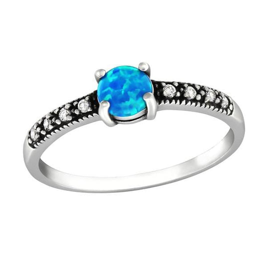 Silver Solitaire  Pacific Blue Engagement  Ring