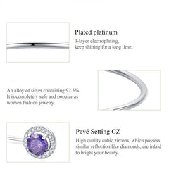 Sterling Silver Purple Round Cubic Zirconia  Bangle Bracelet