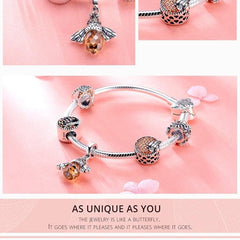 Sterling Silver Bee  Charm Starfish   Bracelet