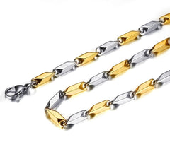 Stainless Steel Mens Gold and Silver Chain Necklace