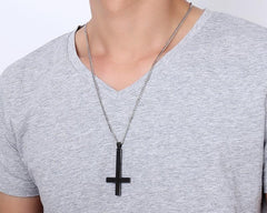 Stainless Steel Inverted Cross  Pendant Necklace