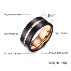 Tungsten Ring Rose Gold Inlay