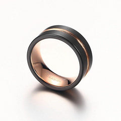 Tungsten Ring Rose Gold Inlay