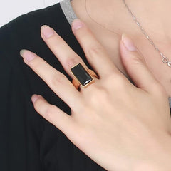 Mens Rectangle Cut Statement Ring