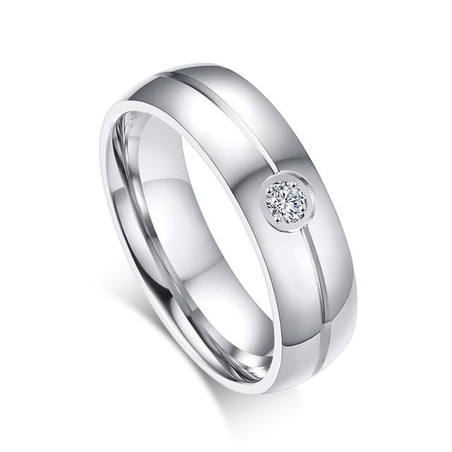 Women Crystal And Silver Wedding Band
