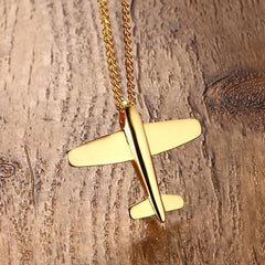 Men's Stainless Steel Aircraft Airplane  Pendant Necklace