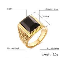 Men Black Stone Signet Ring