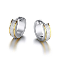 Stainless Steel Hoop Gold Lines Earrings Australia