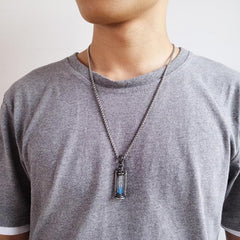 Memory Hourglass  Men's  Promise  Pendant Necklace