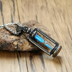 Memory Hourglass  Men's  Promise  Pendant Necklace