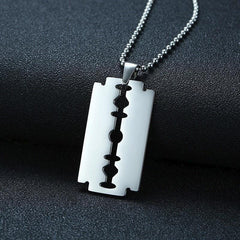 Steel Razor Blade  Pendant Necklace for Men