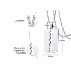 Steel Razor Blade  Pendant Necklace for Men